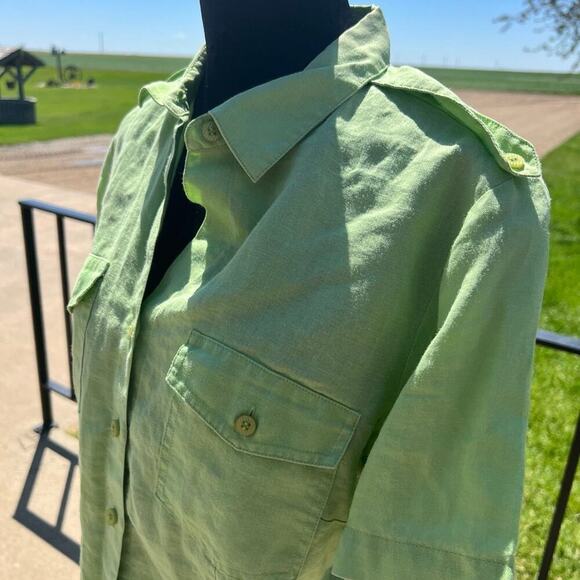 Jordan linen button down shirt, short sleeve, women's size M - Picture 4 of 9